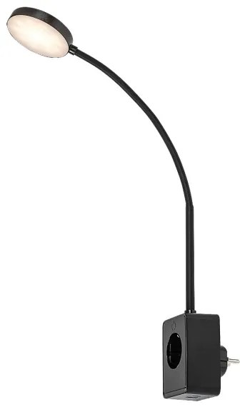 Rabalux 71284 - LED stmievateľná nástenná lampa TIVRO 4W/230V s USB do zásuvky čierna