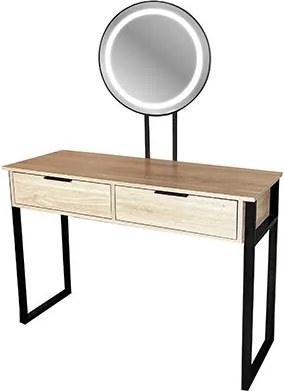 Toaletný stolík BEAUTY so zrkadlom a LED osvetlením naturálny / čierny