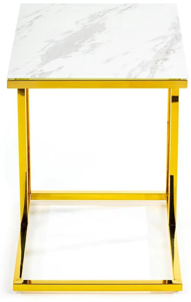 Odkladací stolík Lurus 40 cm zlatý/biely mramor