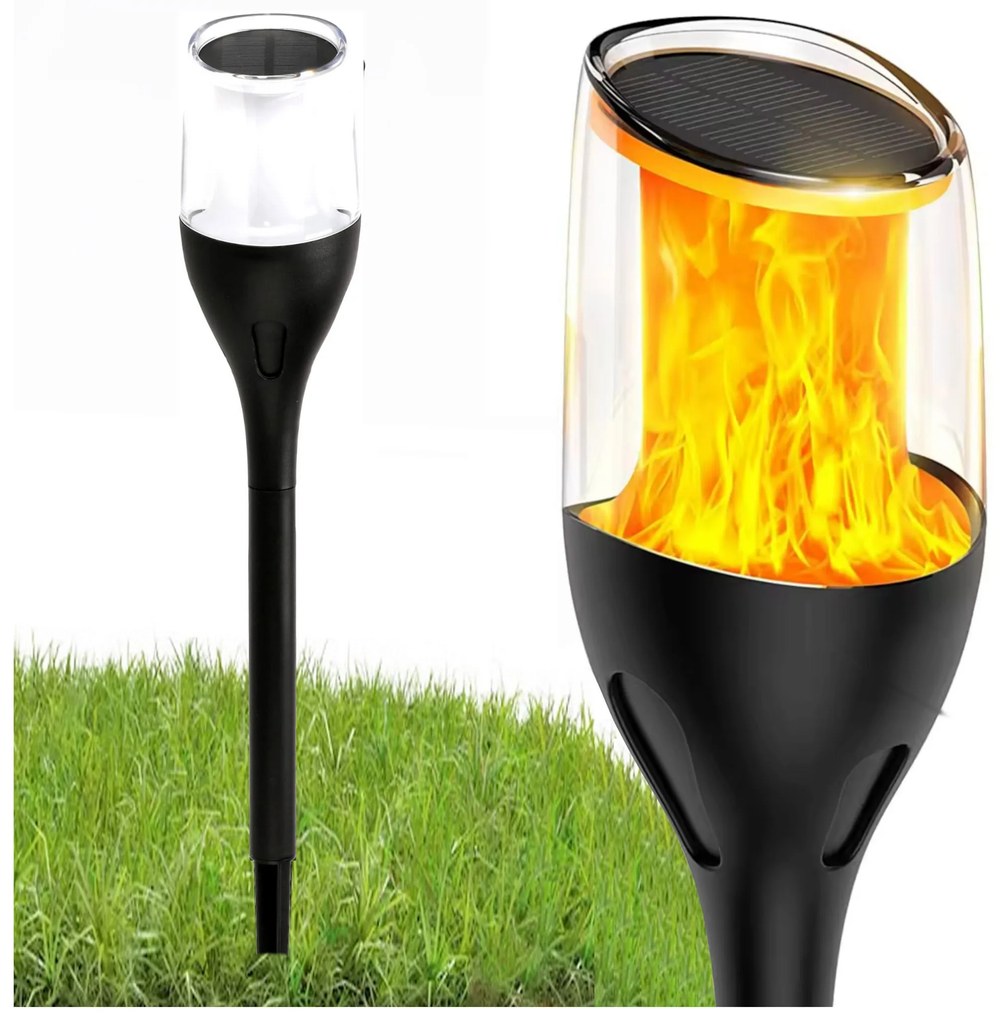 BERGE LED vonkajšia solárna lampa pochodeň - 65cm