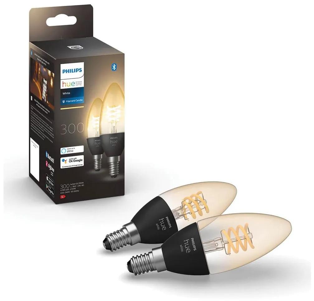 Philips SADA 2x LED Stmievateľná žiarovka Philips Hue WHITE FILAMENT E14/4,5W/230V 2100K P4631