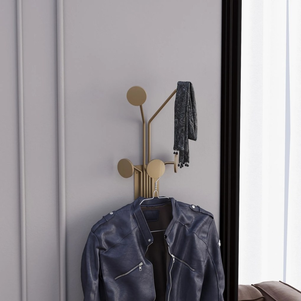 Nástenný kovový háčik Giraffe 24 cm zlatý