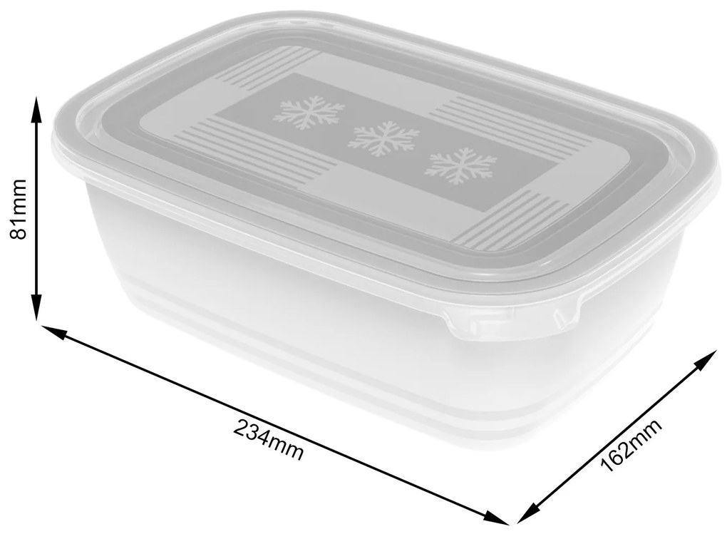 Plastové dózy do mrazničky, Rotho FREEZE, biela, sada 2 x 1,9l (24x16x8)