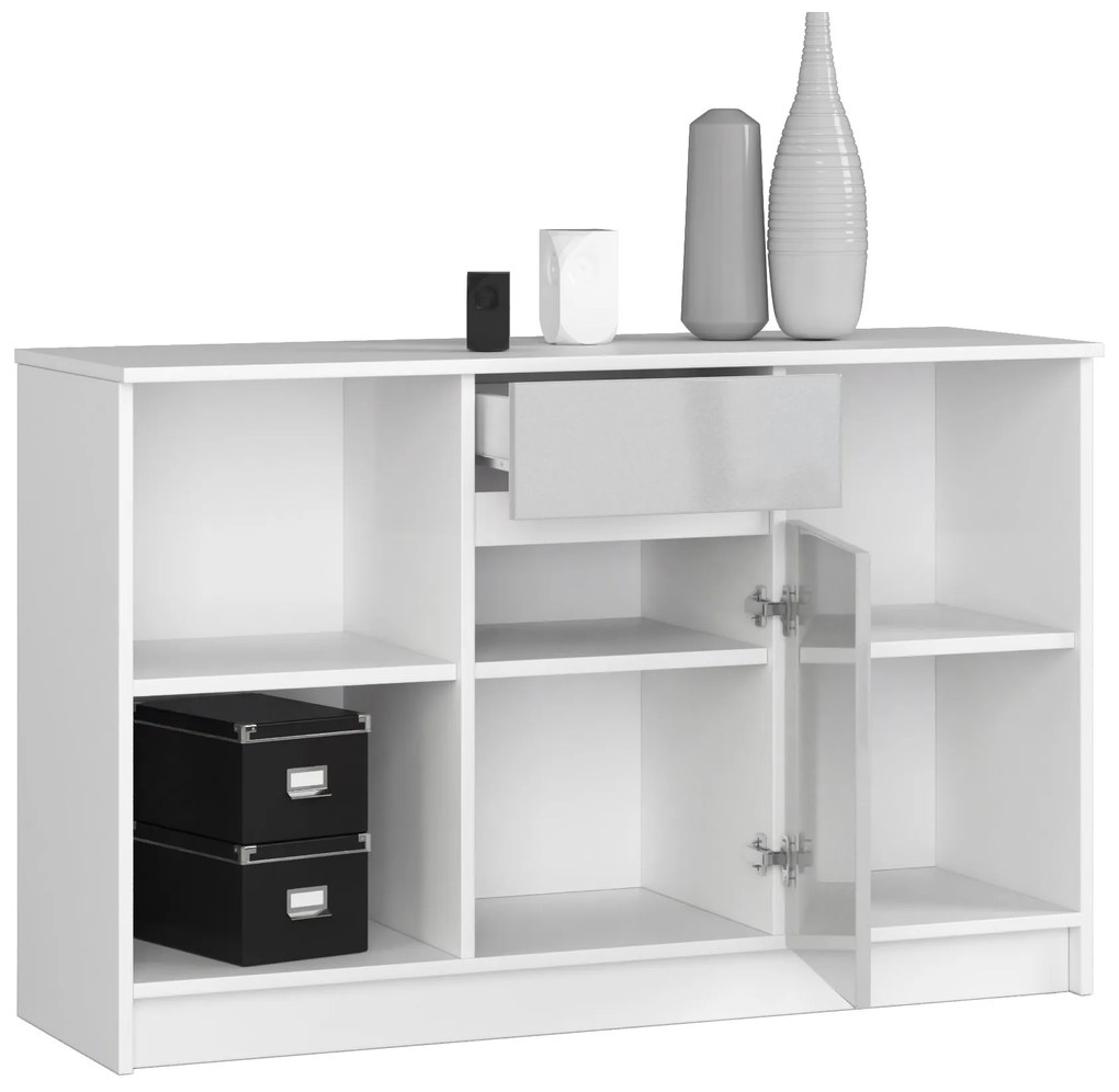 Komoda Briar  (biela + metalický lesk). Akcia -20%. Vlastná spoľahlivá doprava až k Vám domov. 1069874