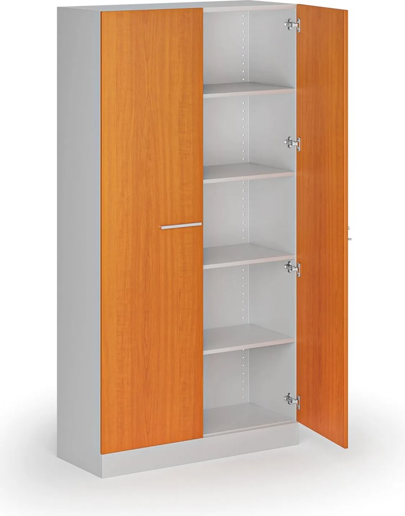 Kovová spisová skriňa s drevenými dverami, demontovaná, 1950 x 1000 x 500 mm, čerešňa