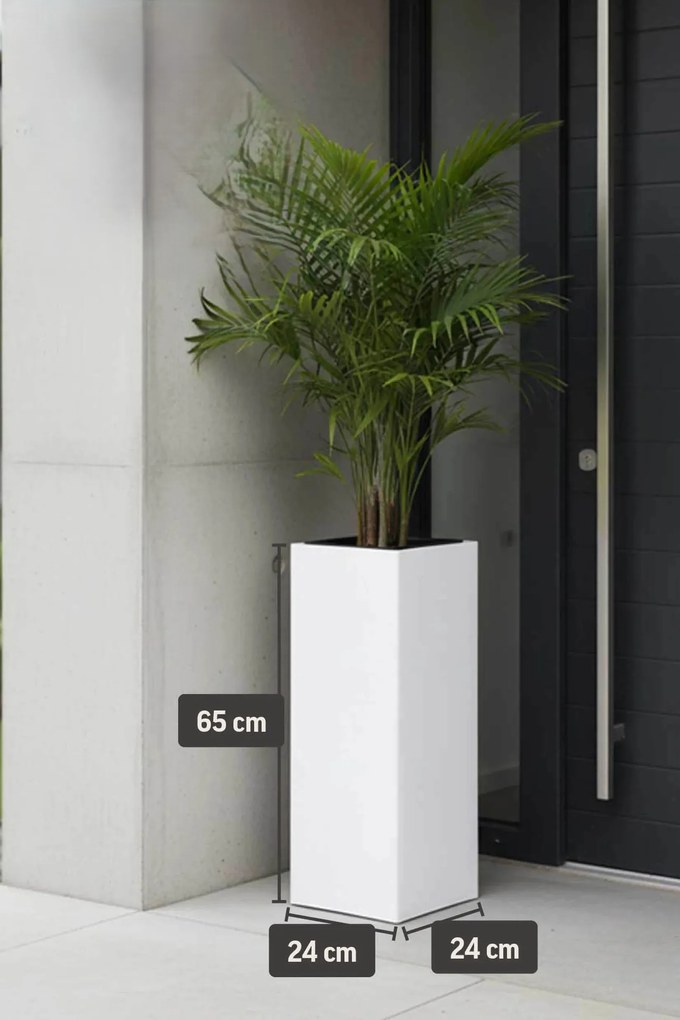 Kvetináč BLOCK pozink, výška 65 cm, biely, vr. vložky