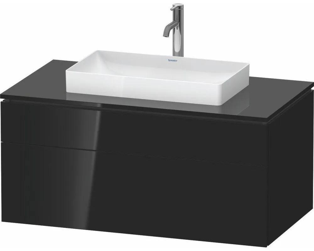 DURAVIT L-Cube závesná skrinka pod umývadlo na dosku, 2 zásuvky, 1020 x 550 x 482 mm, čierna vysoký lesk, LC4881040400000