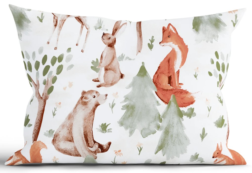 Bavlnená obliečka na vankúš Renforcé 50 × 70 cm - Lesné zvieratká