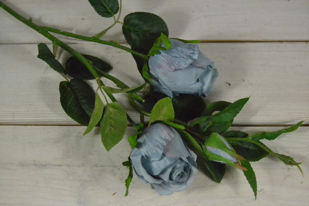 Umelá kytica RUŽA - modrá (v 65 cm)
