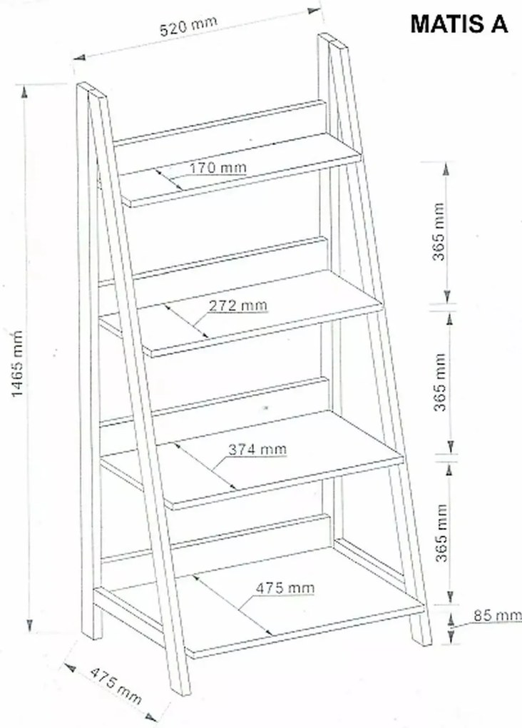 Regál Matis A 52 cm dub přírodní/černý