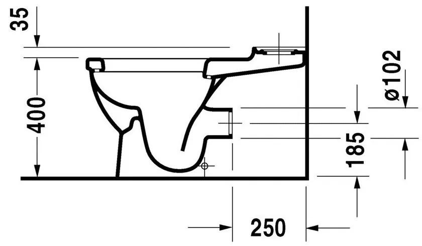 DURAVIT Starck 3 Big Toilet WC misa kombi s Vario odpadom, 435 mm x 400 mm x 735 mm, s povrchom WonderGliss, 21040900001