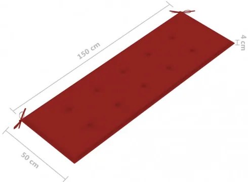 vidaXL Záhradná lavička s červenou podložkou 150 cm tíkový masív-
