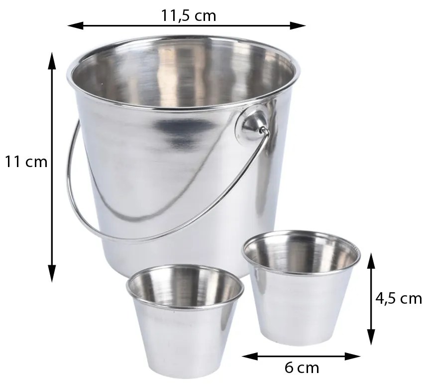 Kovové vedro na servírovanie hranoliek Fries sada 3ks