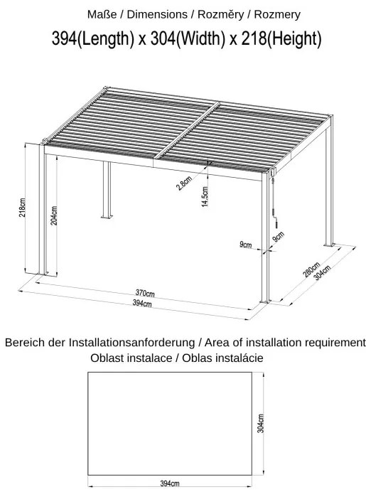 ZÁHRADNÉ KOMBO bioklimatická pergola s lamelami BestBerg BBP-12G + záhradný jedálenský set 6+1 BestBerg BBGF-53B