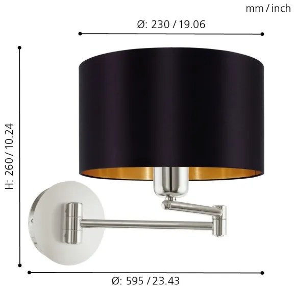 Eglo 95054 - Nástenné svietidlo MASERLO 1xE27/60W/230V