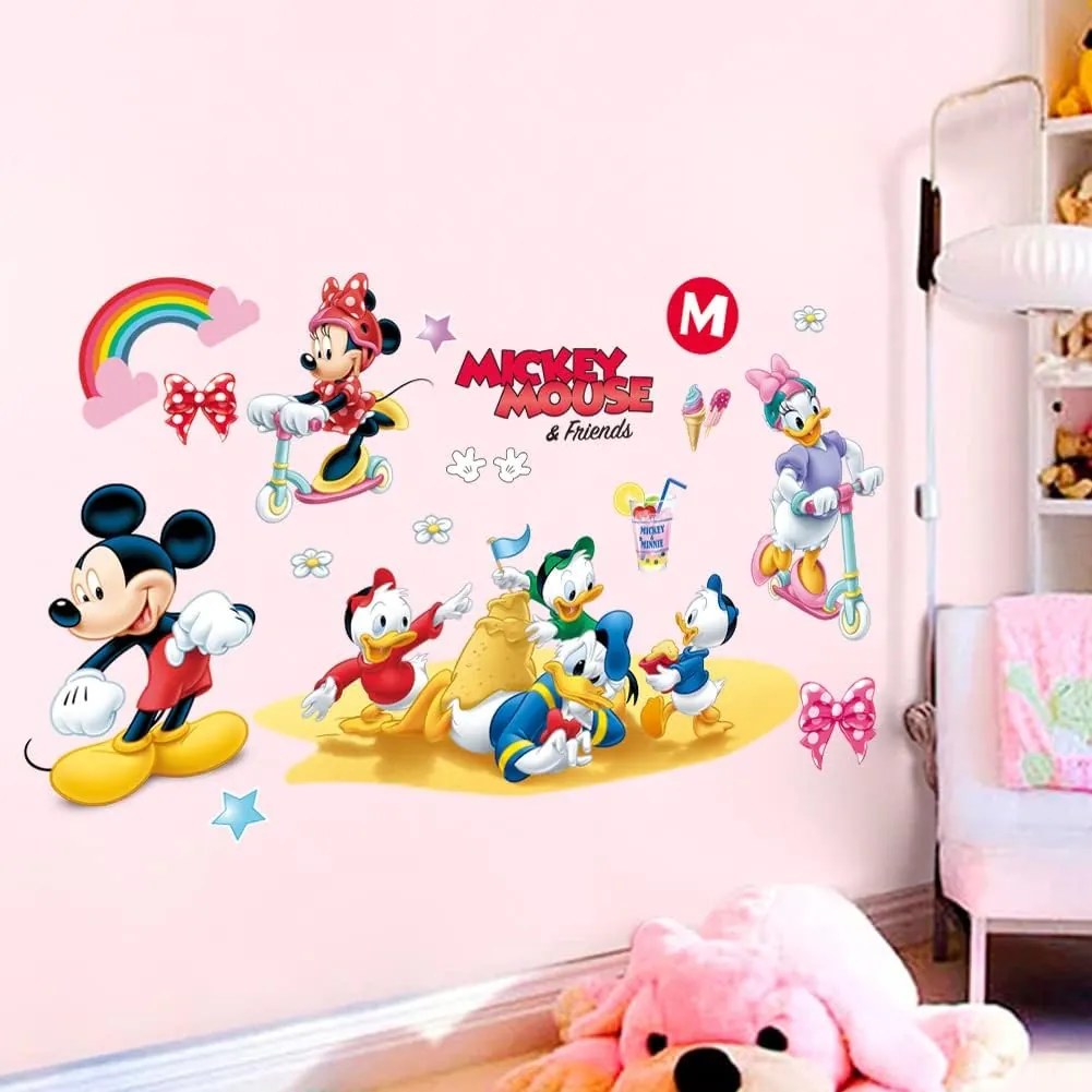 Veselá Stena Samolepka na stenu na stenu Mickey Mouse a káčery