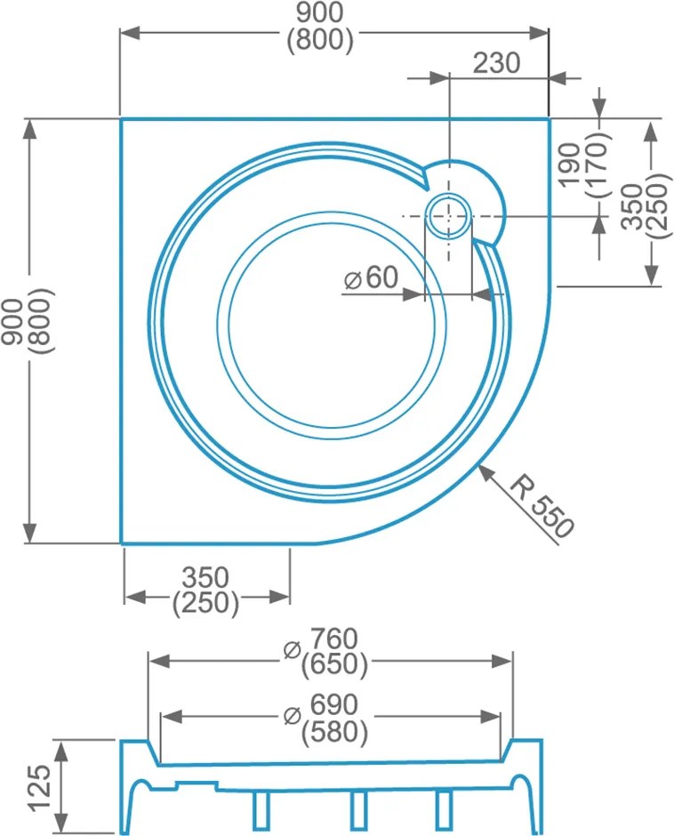 Roltechnik Outlet Samonosná sprchová vanička iROUND ROTH-Variant: rozmery: 80x80 cm - (iROUND-80x80 - 8000231)