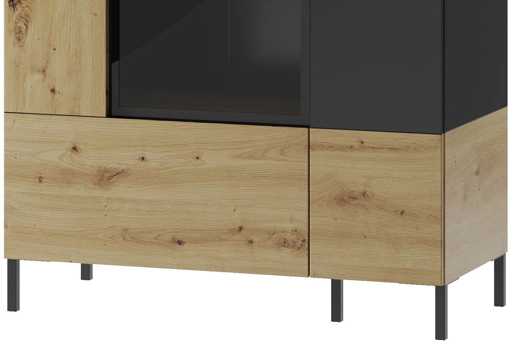 Vitrína Lucas II 12 90 cm dub Artisan/čierna