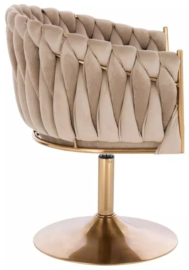 LuxuryForm DESIGN Kreslo NORDEN VELUR na zlatom tanieri - latte