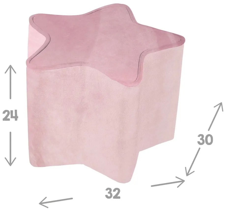 Svetloružový zamatový detský puf Lil Sofa – Roba