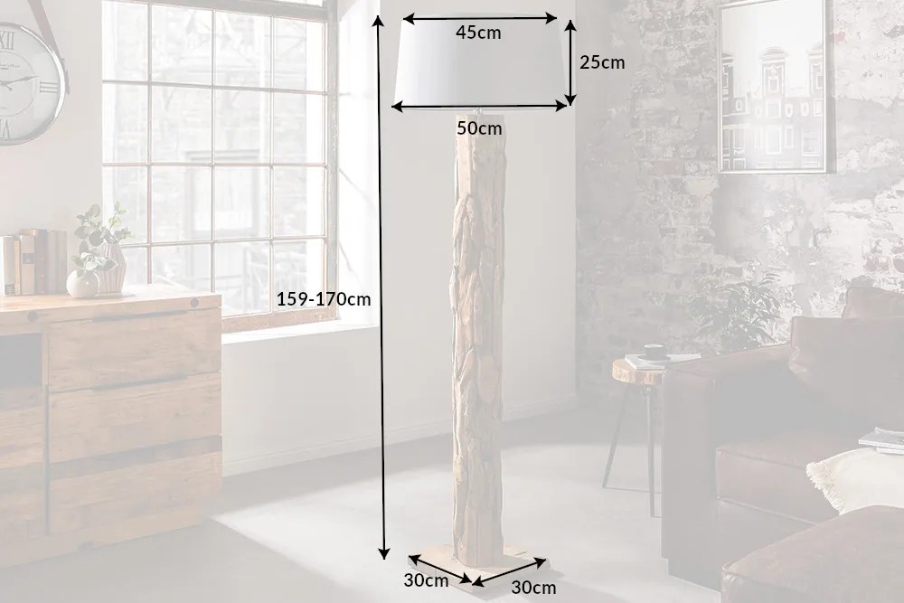Stojacia lampa Roots II s dreveným telom 138 cm