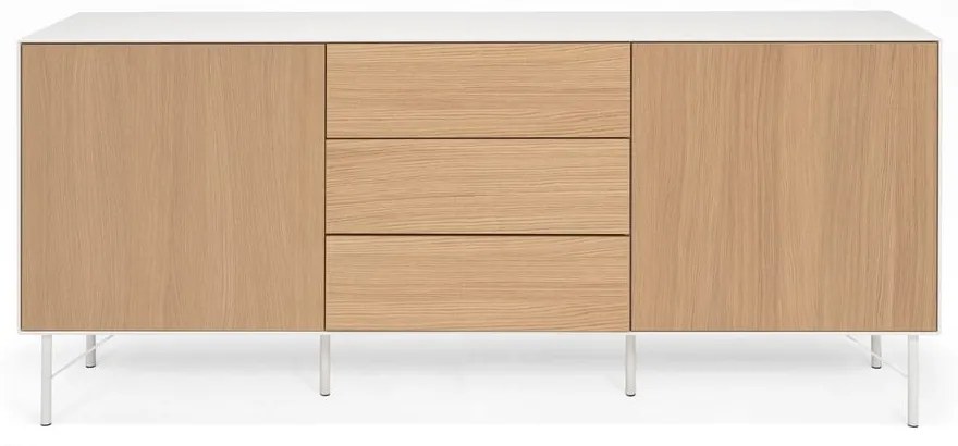 Biela komoda s dvierkami podyhovaná dubom Edge by Hammel