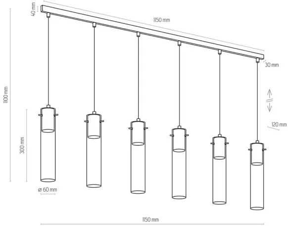Luster na lanku LOOK GRAPHITE 6xGU10/10W/230V