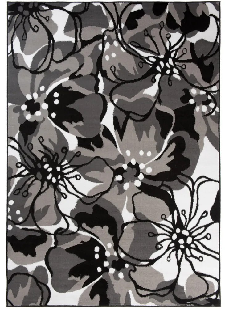 Kusový koberec PP Veľké kvety sivý, Velikosti 160x220cm
