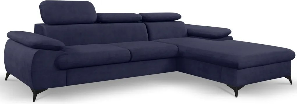 Rohová sedacia súprava Scala, tmavo modrá látka, pravý roh