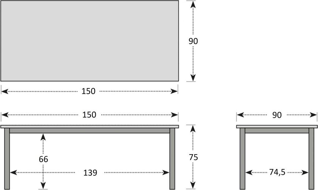 Doppler CONCEPT FSC - záhradný stôl s teakovou doskou 150 x 90 x 75 cm