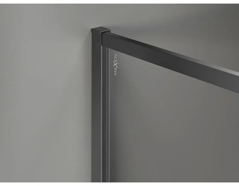 Mexen, Mexen Kioto-F sprchová stena s rámom 100 x 202 cm, grafit 8 mm, pištoľový kov - 800-100-104-95-40