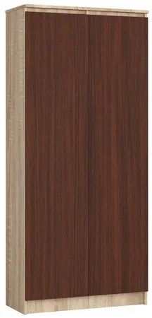 Regál R 80 cm CLP 2 dvierka 8 poličiek dub sonoma/wenge