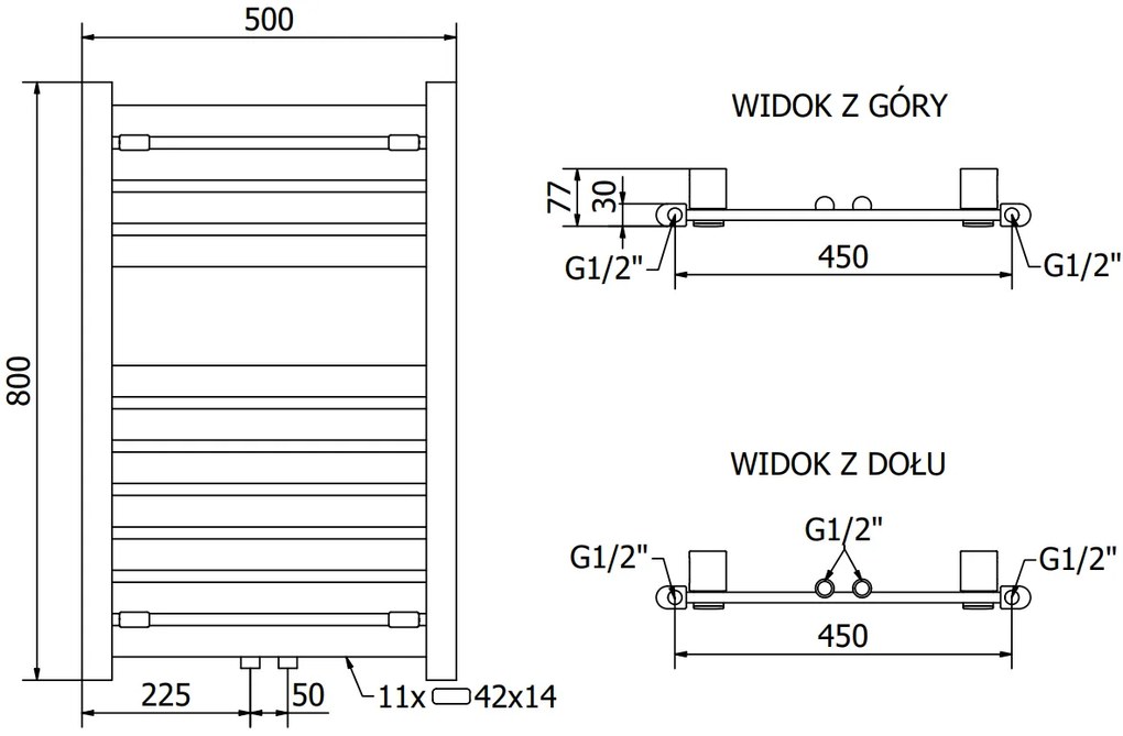 Mexen Uran vykurovacie teleso 800 x 500 mm, 359 W, biela, W105-0800-500-00-20