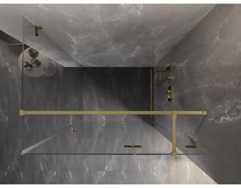 Mexen Lunar T, výklopný sprchový kút pravý 130 x 120 cm, 8mm číre sklo, zlatý kartáčovaný - 834T-130-120-55-00-P