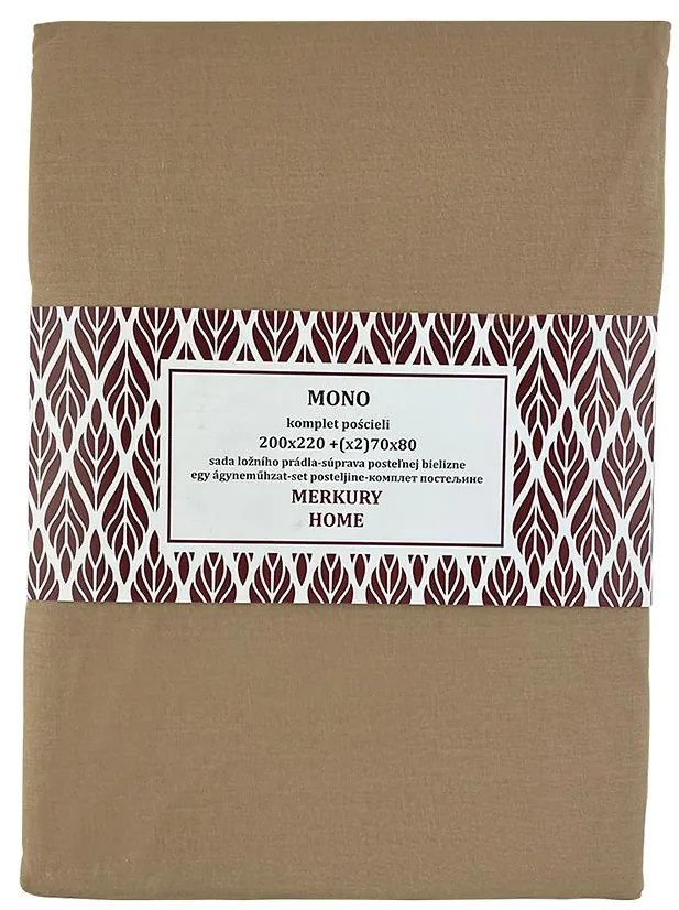 Bavlnená posteľná bielizeň  Mono béžová 220x200 (2) 70x80 Merkury Home