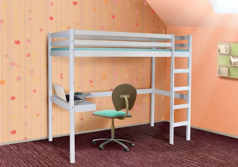 HU Vyvýšená detská posteľ Timo Biela so stolíkom