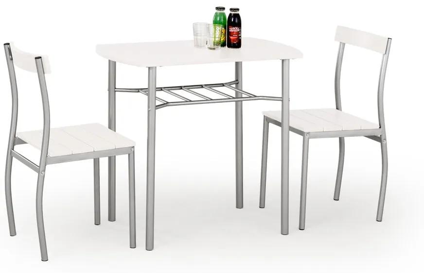 Halmar Jedálenská zostava Lance, stôl + 2 stoličky, biela