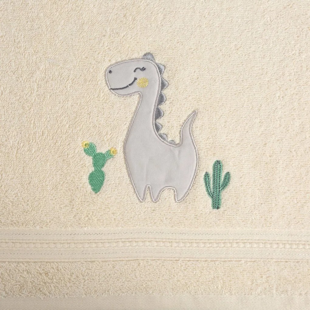 Detská bavlnená osuška BABY40 Dino 50x90 cm krémová