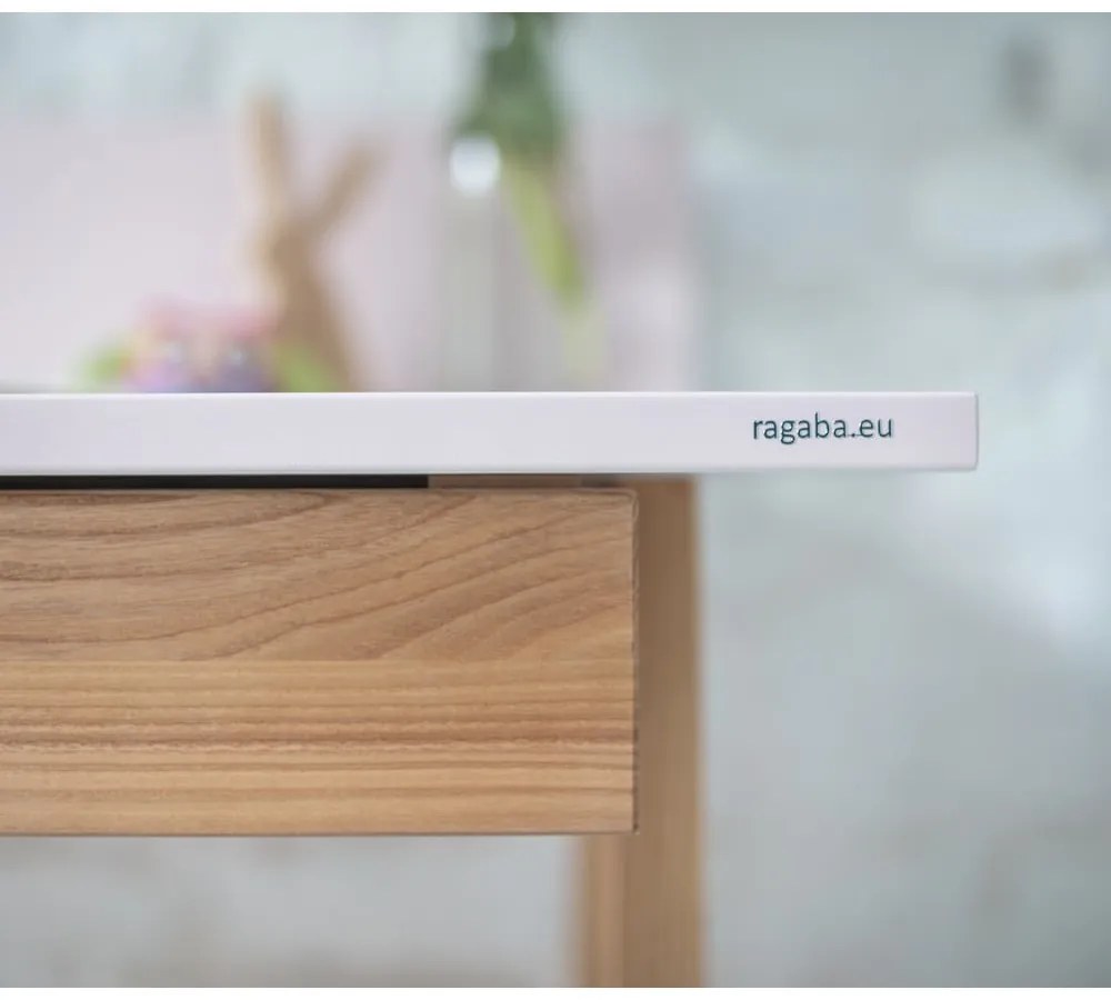 Sivý písací stôl s podnožím z jaseňového dreva Ragaba Luka, dĺžka 85 cm