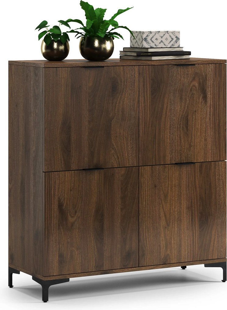 Komoda LANA 02 Elegantný orech -STOJACA KOMODA 4-DVEROVÁ