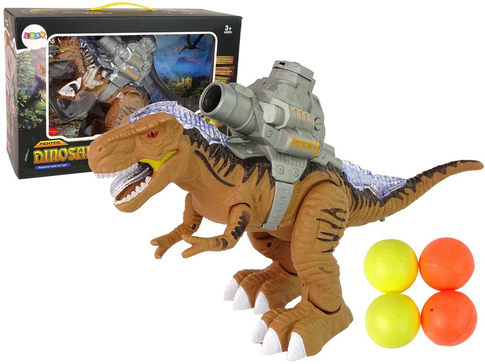 Lean Toys Dinosaurus s katapultom a guličkami - hnedý