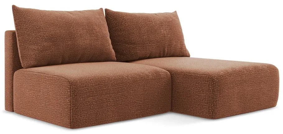 Rozkladacia/s úložným priestorom rohová pohovka v tehlovej farbe (pravý roh) Kalena – Makamii