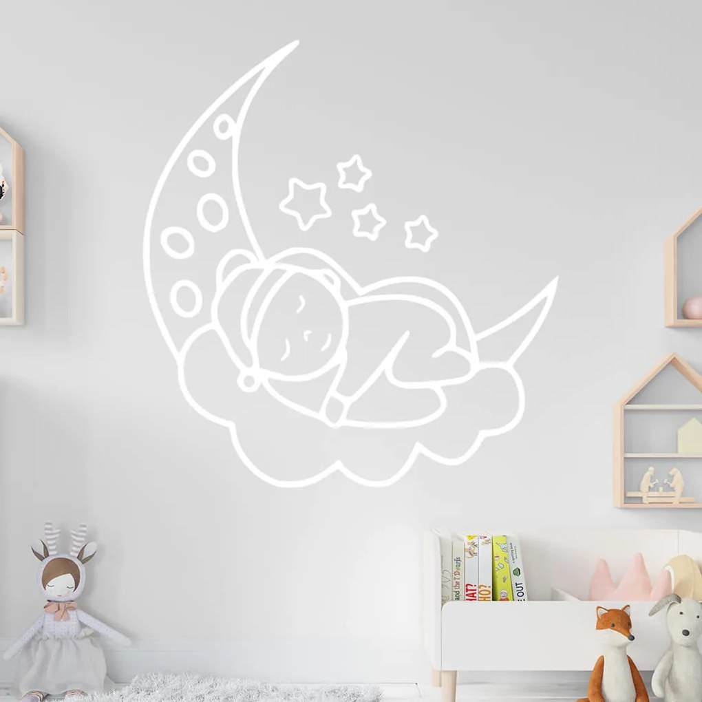 Veselá Stena Samolepka Noc na mesiačiku Farba: žlutá, Veľkosť: 100 x 108 cm