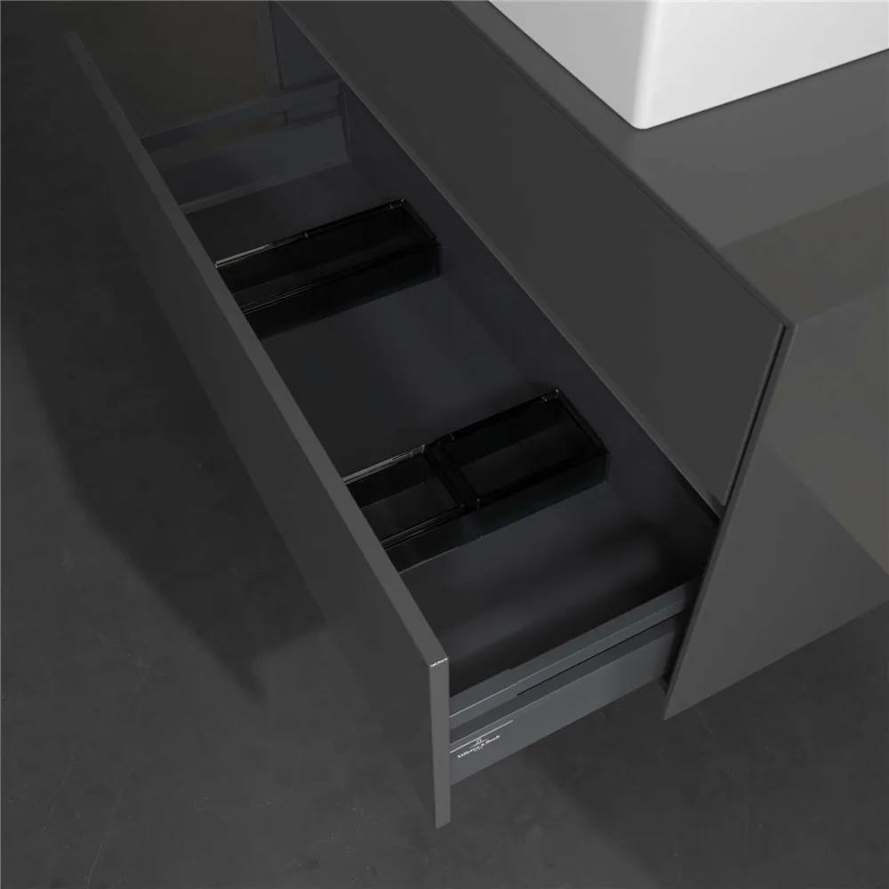 VILLEROY &amp; BOCH Collaro závesná skrinka pod umývadlo na dosku (umývadlo v strede), 2 zásuvky, 1000 x 500 x 548 mm, Glossy Grey, C12500FP