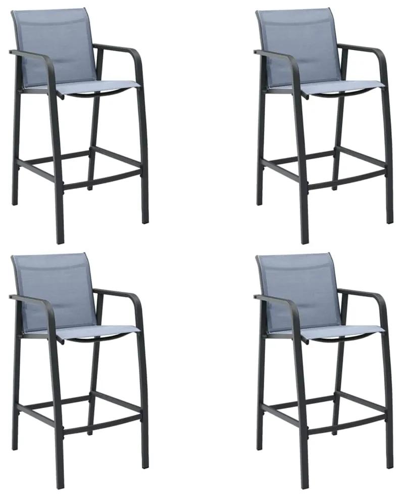 Záhradné barové stoličky 4 ks sivé textilén 48119