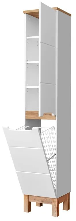 Komplet nábytku do kúpeľne Bali White 60 cm - Dub wotan / Biely lesk
