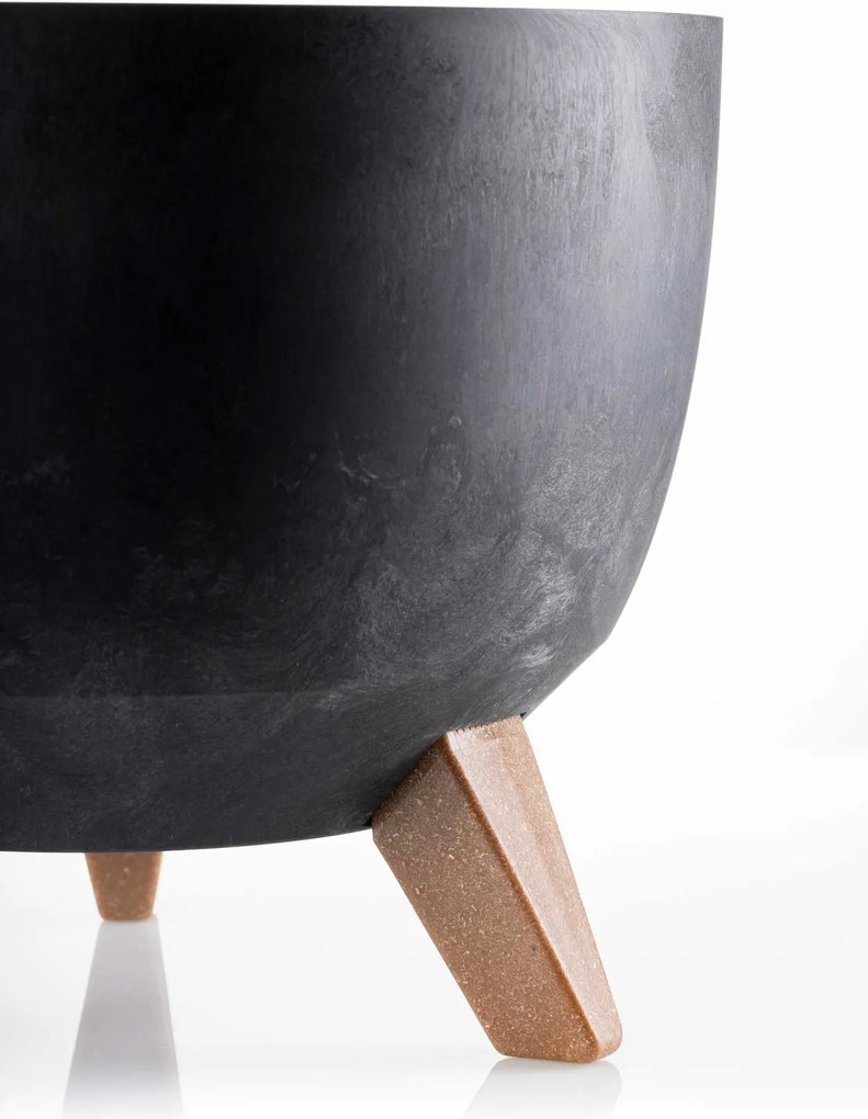 PLASTOVÝ KVETINÁČ ROSA LINEA SADA 2KS 15X24,3 CM+18,3X29,2 CM IMITÁCIA BETÓNU ČIERNA