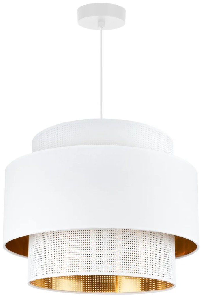Závesné svietidlo Asti, 1x PVC/biele textilné tienidlo, (fi 40cm), g/c, w