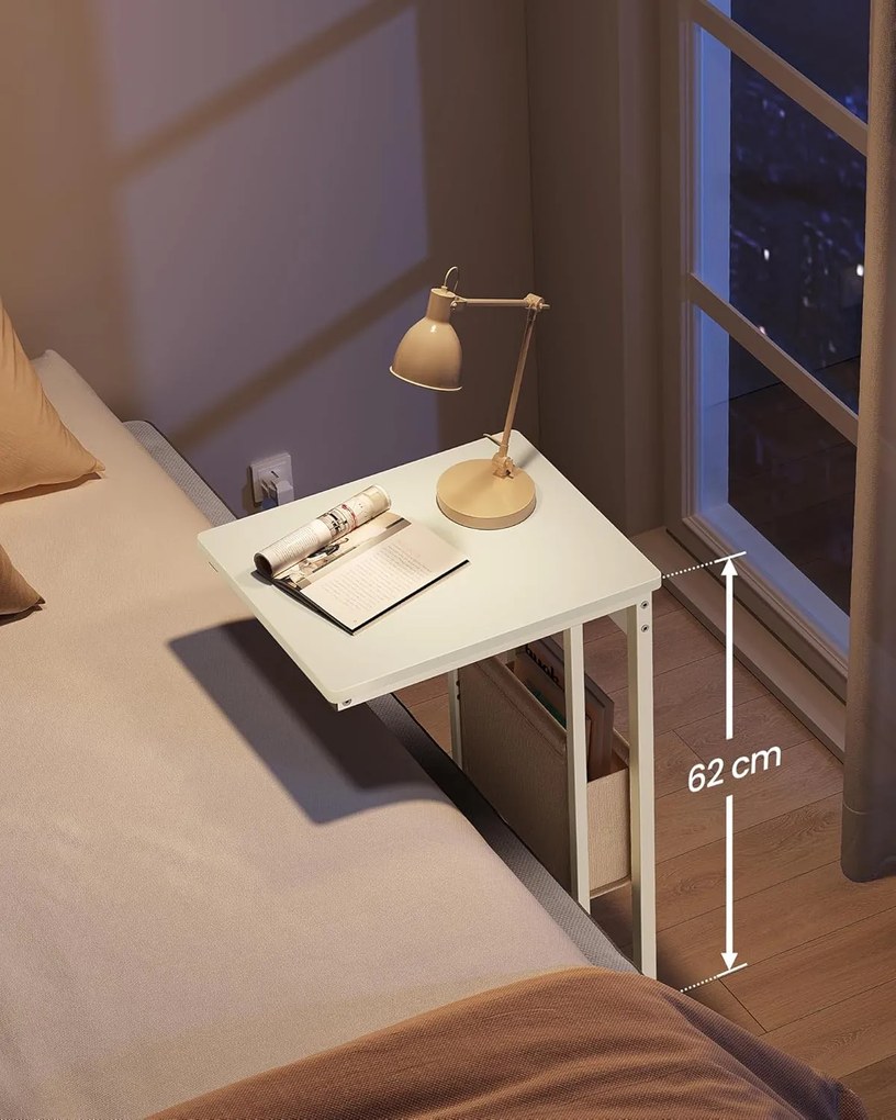 Odkládací stolek Vasagle Pama se zásuvkou a USB porty krémový