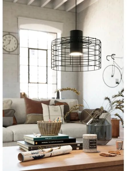 Eglo 43627 - Luster na lanku MILLIGAN 1xE27/40W/230V pr. 38 cm čierna